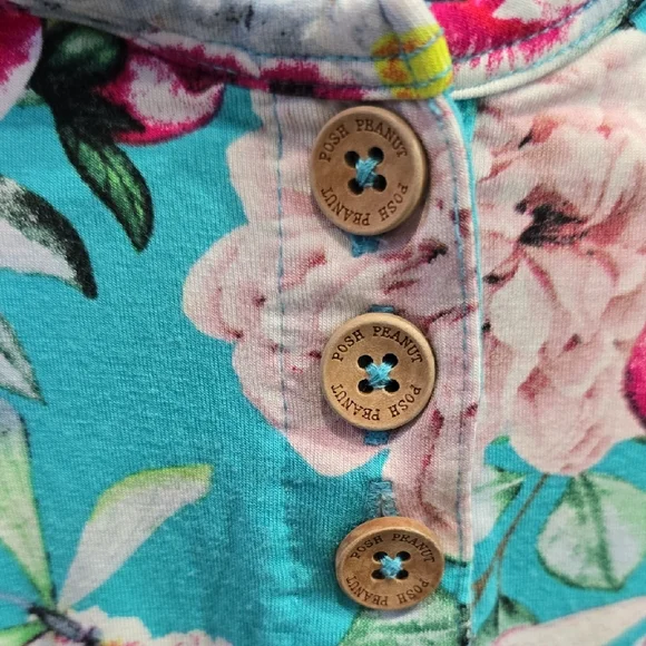 POSH PEANUT Floral Baby Romper with Ruffle Hem. Gently Worn . 0-3 Months - Picture 2 of 7